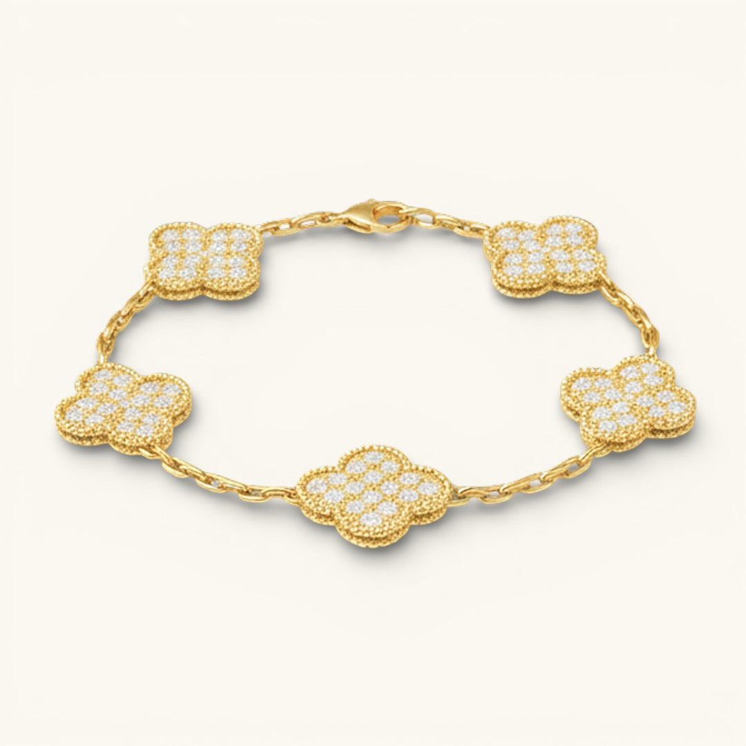 Four Leaf Clover In Gold Zirconia